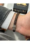 Erkek Bileklik - Deri Erkek Bileklik - Taşlı Erkek Bileklik - Taşlı Şerit Model-Bordo