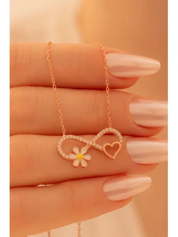 Kadın Gümüş Kolye - Sevgililer Günü - Hediye - Zirkon Taşlı Sonsuzluk Model  Kadın Kolye