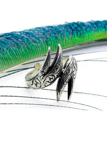 Çift Zülfikarlı Erkek Gümüş Yüzük