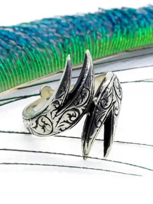 Çift Zülfikarlı Erkek Gümüş Yüzük