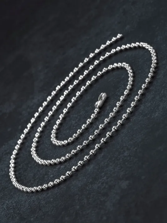 Orta Kalınlıkta Top Paslanmaz Çelik Erkek Kolye Zincir CKLTOPZİNCR-GMS