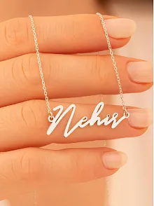 Kadın Gümüş Kolye - Nehir Yazılı 925 Ayar Gümüş Kadın Kolye
