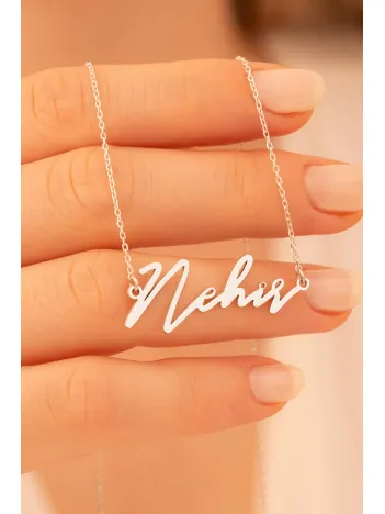 Kadın Gümüş Kolye - Nehir Yazılı 925 Ayar Gümüş Kadın Kolye