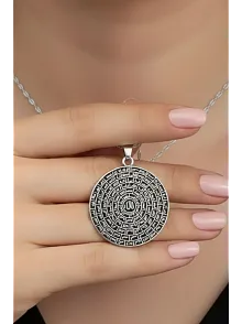 Esmaül Hüsna Kadın Gümüş Kolye Zincir Büyük Boy