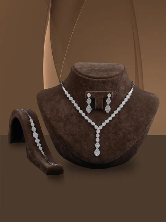 Kleopatra Su Yolu Gümüş Bayan Set - Kolye, Bileklik, Küpe, Yüzük