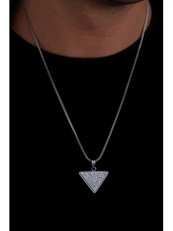 Muhammed Yazılı İçerisinde Cevşen Bulunan Gümüş Muska Erkek Kolye Zincir