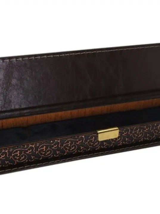 Kişiye Özel Ahşap Üzeri Deri Kaplamalı Bakır Yaldızlı Premium Tesbih Kutusu