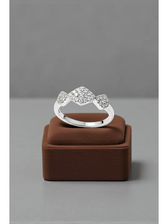 Kadın Gümüş Yüzük - Kleopatra Model Zirkon Taşlı Su Yolu Yüzük