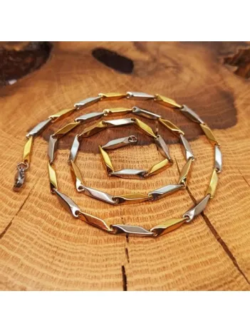 Çelik Erkek Kolye Zincir Beyaz Sarı İnce Kibar Model