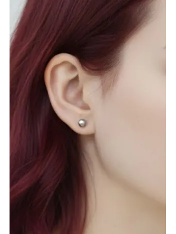 Kadın Gümüş Küpe - 5 mm 925 Ayar Gümüş Top Küpe