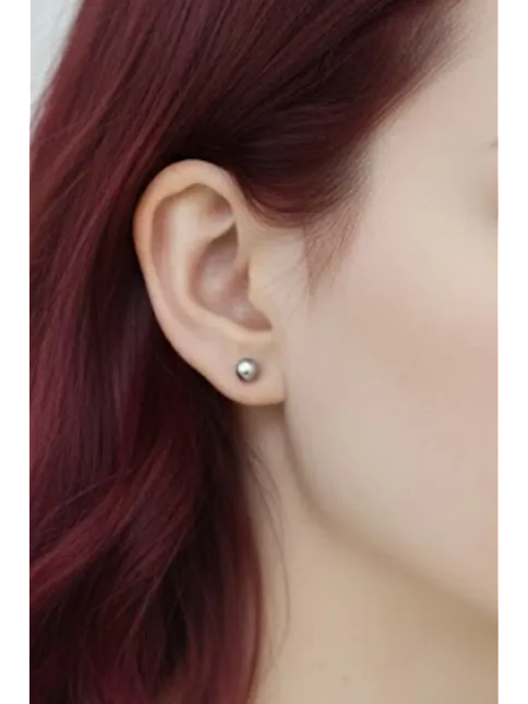 Kadın Gümüş Küpe - 5 mm 925 Ayar Gümüş Top Küpe