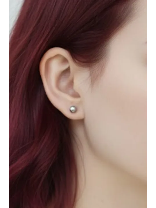 Kadın Gümüş Küpe - 5 mm 925 Ayar Gümüş Top Küpe