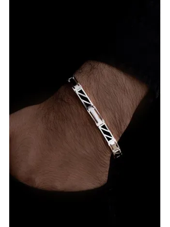 Modern Tasarım Erkek Gümüş Bileklik Künye