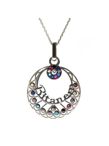 Renkli Zirkon Taşlı Bitanem Bayan Gümüş Kolye