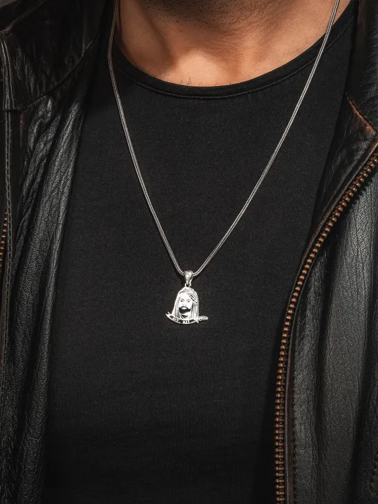 925 Ayar Gümüş Hz. Ali Motifli Zülfikar Kılıcı Tasarımlı Tilki Kuyruğu Erkek Kolye