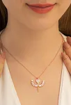 Kadın Gümüş Kolye - Zirkon Taşlı Rose Kalpli Mikailin Kılıcı Model 2 Kadın Gümüş Kolye