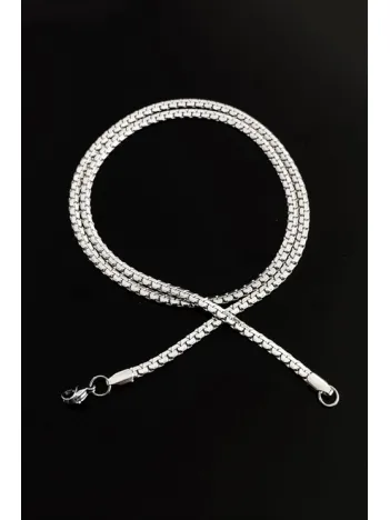 Ezme Yassı Model Grek 316L Çelik Kolye CKLGREKEZME-GMS