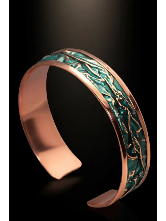 Kadın Bakır Bileklik - Turkuaz Okyanus Fısıltısı Model Bakır Kadın Bileklik