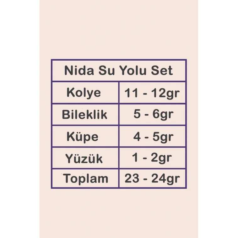 Nida Bayan Zirkon Taşlı Gümüş Su Yolu Set - Kolye, Bileklik, Küpe, Yüzük