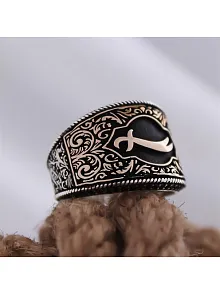 Zülfikar Kılıcı Motifli Yanı İşlemeli Özel Seri Erkek Gümüş Yüzük