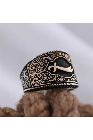 Zülfikar Kılıcı Motifli Yanı İşlemeli Özel Seri Erkek Gümüş Yüzük