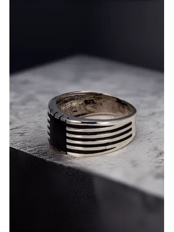 Erkek Çizgili Model İnce Kibar 925 Ayar Gümüş Yüzük