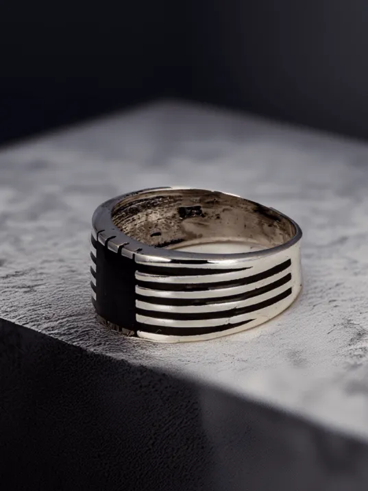 Erkek Çizgili Model İnce Kibar 925 Ayar Gümüş Yüzük
