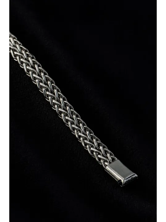 Erkek Çelik Kral Bileklik - Çift Sıra Kalın Zincir Model Kararmaz Paslanmaz