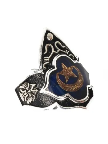 Gümüş Erkek Zihgir Başparmak Yüzük Mavi Ay Yıldız Model