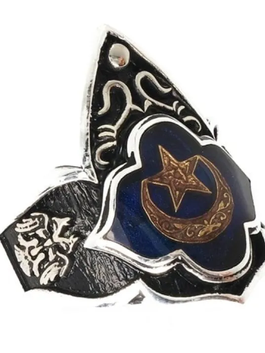 Gümüş Erkek Zihgir Başparmak Yüzük Mavi Ay Yıldız Model Gümüş Erkek Zihgir Başparmak Yüzük Mavi Ay Yıldız Model