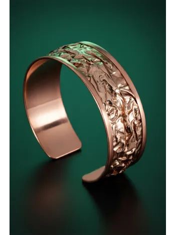 Kadın Bakır Bileklik - Bej Sonbahar Işıltısı Kalın Model Bakır Kadın Bileklik