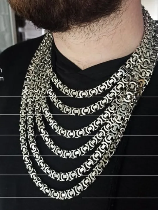 Euro Kral Erkek Gümüş Kolye Zincir Oksitli Model