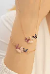 Kadın Gümüş Kolye Bileklik Set - Rose Kelebek Model Gümüş Kolye Bileklik Set