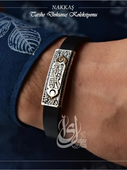 İslam Usta Tasarımı Nakkaş Bileklik Gümüş Erkek Bileklik