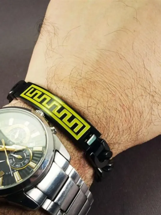 OttoMan Kalın Siyah Grek Motifli Erkek Çelik Bileklik OttoMan Kalın Siyah Grek Motifli Erkek Çelik Bileklik