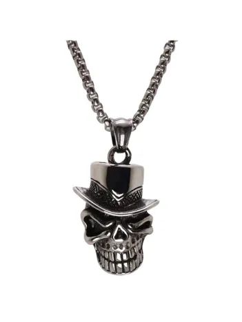 Ottoman Şapkalı Kurukafa Erkek Çelik Kolye Zincir