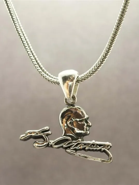 Gümüş Atatürk İmzalı Erkek Zincir Kolye