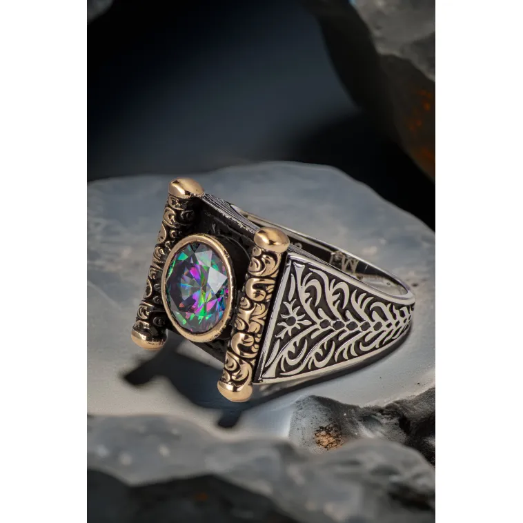 Erkek Mistik Topaz Taşlı Kitap Motifli 925 Ayar Gümüş Yüzük Erkek Mistik Topaz Taşlı Kitap Motifli 925 Ayar Gümüş Yüzük