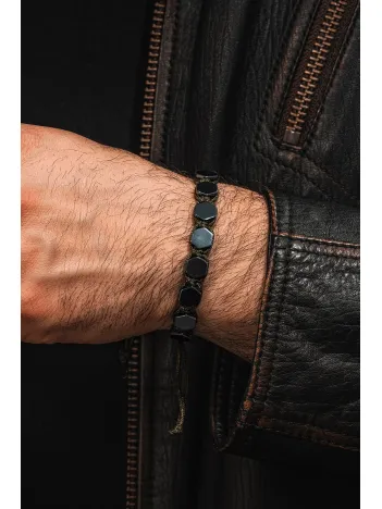 Erkek Kadın Doğal Taş Bileklik - Siyah Hematit Doğal Taşlı Yeşil Makrome Model Unisex Bileklik Erkek Kadın Doğal Taş Bileklik - Siyah Hematit Doğal Taşlı Yeşil Makrome Model Unisex Bileklik