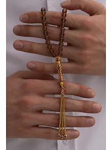 Doğal Taşlı Tespih - Zultanit Taşlı Altın Kaplama Orta Boy Tesbih 7.2mm
