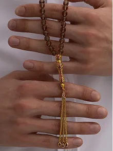 Doğal Taşlı Tespih - Zultanit Taşlı Altın Kaplama Orta Boy Tesbih 7.2mm