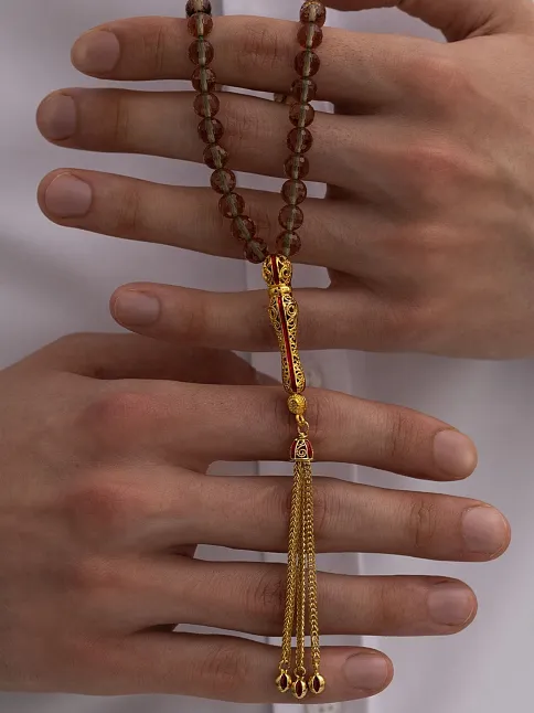 Doğal Taşlı Tespih - Zultanit Taşlı Altın Kaplama Orta Boy Tesbih 7.2mm Doğal Taşlı Tespih - Zultanit Taşlı Altın Kaplama Orta Boy Tesbih 7.2mm