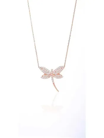 Kadın Gümüş Kolye - Rose Kaplama Yusufçuk Model Kadın Kolye