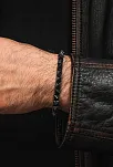 Erkek Kadın Doğal Taş Bileklik - Siyah Hematit Doğal Taşlı Makrome Gotik Tarz Model Unisex Bileklik