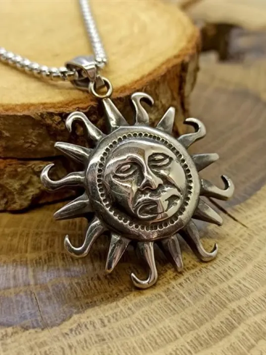 Güneş Figürlü Paslanmaz Çelik Erkek Kolye CKLGMSGUNES