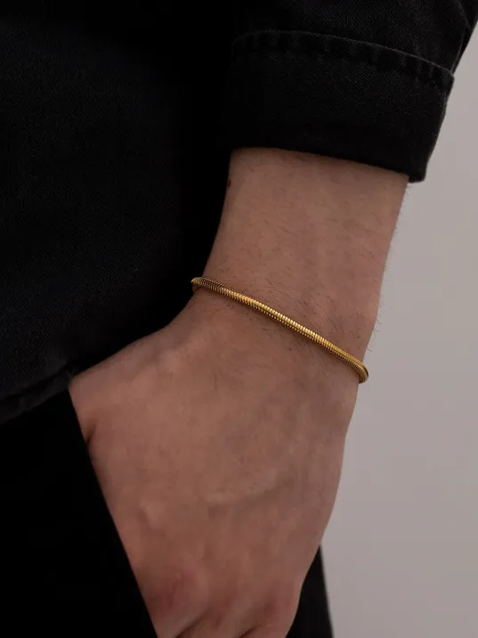 Erkek Çelik Bileklik - Altın Kaplama Sarp Model Erkek Bileklik