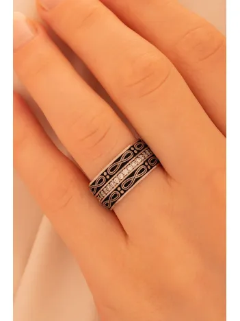 Kadın Gümüş Yüzük - 925 Ayar Sonsuzluk Model Gümüş Alyans Yüzük