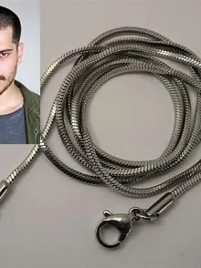 Snake Yılan Sarp Erkek Çelik Kolye Zincir Yuvarlak Model