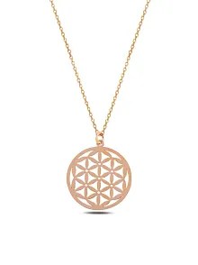 Kadın Gümüş Kolye - Rose Renk Yaşam Çiçeği Model 2 Gümüş Kolye