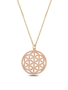 Kadın Gümüş Kolye - Rose Renk Yaşam Çiçeği Model 2 Gümüş Kolye